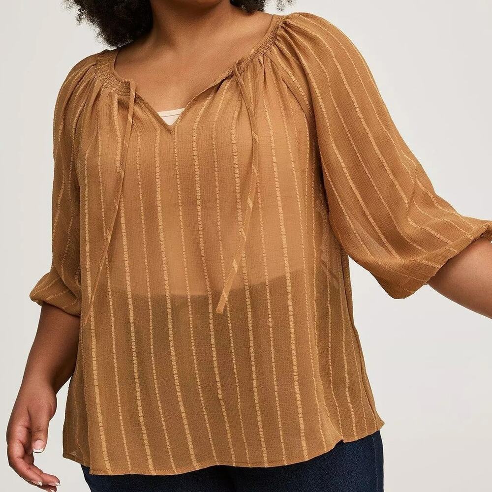Torrid Womens Chiffon Peasant Top 2X Sheer Laerying Cottage Boho Hippie Festival
